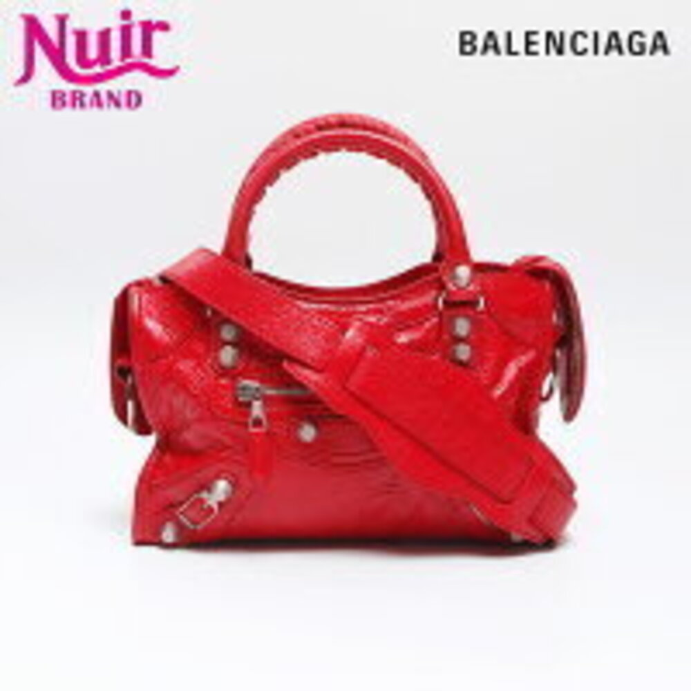 Balenciaga Giant City Leather Shoulder Bag Red - Picture 1 of 13